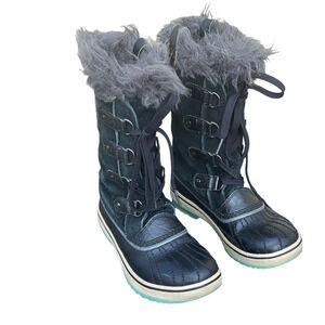 Sorel Girls Joan of Arctic Girls Black Shearling Winter Boots - Size 2